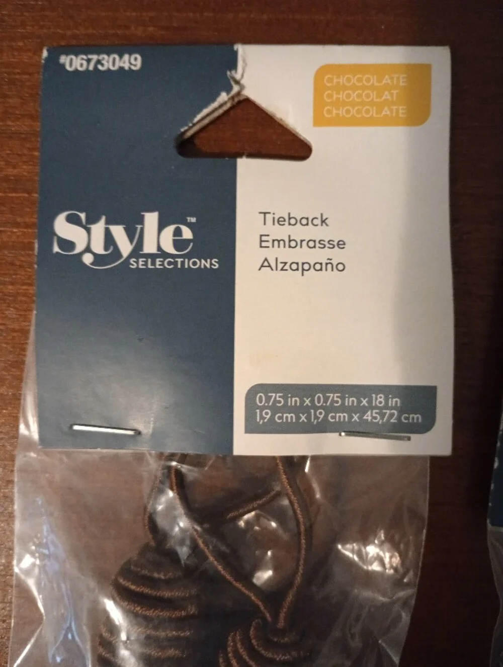 NEW Braided Curtain Tiebacks in Dark Chocolate Brown - Set of 2